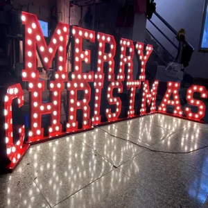 Customized Mini 3D Outdoor Acrylic LED Light Bulb Sign Luminous Character Sign for Building Shop Background Wall Advertising