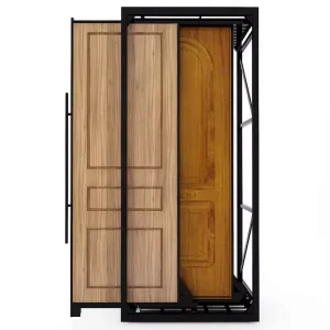 Customized Modern Wooden Sliding Metal Door Display Stand with Adjustable Height for Tradeshow Exhibition