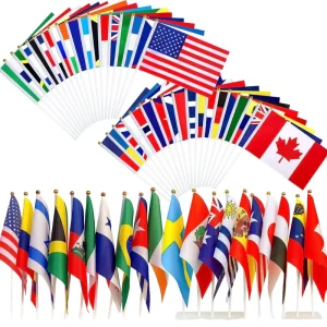 Customized Multinational Hand Hold Flag Decorative Pennant with Digital Printing