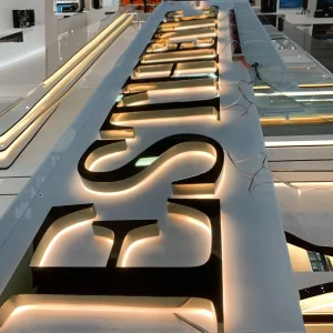 Customized Outdoor Advertising LED Backlit Logo Sign Acrylic Channel Letter with Stainless Steel Signage