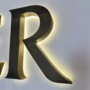 Customized Outdoor Indoor Light up Letter Company Logo 3D Channel Letter Metal Mirror Surface LED Backlit Letter Sign