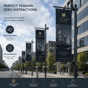 Customized Print Outdoor Street Pole Banner Flag with Logo Promotion Advertising Festival