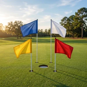 Customized Printed Multi Size Oxford Nylon Polyester Cotton Mesh Fabric Golf Pin Flag Banner with Embroidered Logo for Golf Club