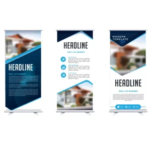 Customized Printed Retractable Aluminum Roll Up Display Banner Stand Silver Lightweight Portable 80x200cm 85x200cm