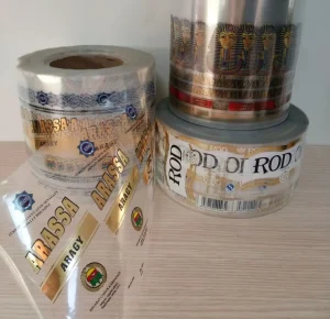 Customized Printing Gold Foiled Self Adhesive Transparent PVC Label Sticker in Roll