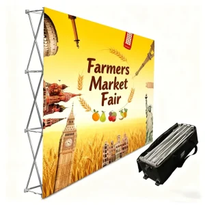 Customized Professional Knitted Polyester Detachable Lightweight Banner Back Wall Foldable Portable Advertising Stand