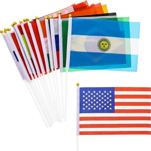 Customized Promotional Activities Hand Held Flags Mini Waving Flag Hand Flag With Plastic Pole