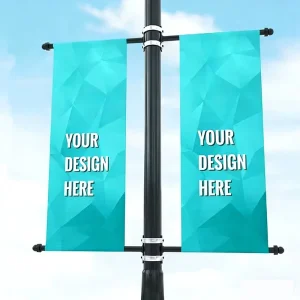 Customized Roadside Double Sided Full Color Printing Boulevard Flag Water Resistant Fade Resistant High Quality Street Pole