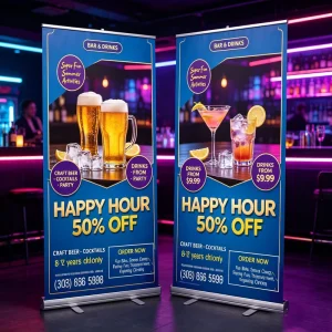 Customized Size Aluminum Roll up Banner Portable Retractable Roll up Displays Banner Stand for Advertising Pull up Exhibition