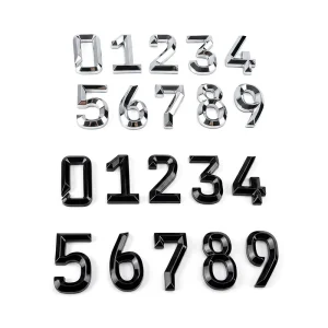Customized Size Color Electroplate Chrome 3D 4D Letters Alphabets Number Car Emblem Stickers For Adhesive Car Number Plate