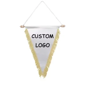 Customized Soccer Baseball Football Club Global Country Triangle Square Hanging Banner Custom Pennant Flag Satin Durable Sporty