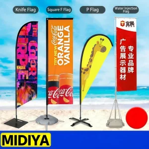 Customized Square Knife Flag Banner Outdoor Feather Flagpole Base Advertising Water Drop Beach Party Flag Feather Flags