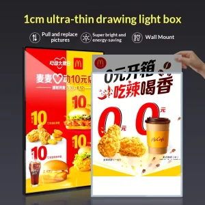 Customized Ultra thin Light Box Tempered Glass Panel LED Illuminated Wall mounted Multifunctional Advertisement Milk Tea Shops