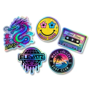 Customized Vinyl Logo Laser Holographic Cartoon Waterproof UV Resistant Die Cut Sticker Self Adhesive Label Printing Stickers