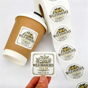 Customized Waterproof Adhesive Label Stickers, Food Product Brand Logos, Coffee Paper Cup Labels