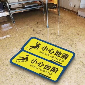 Customized YESN Outdoor Floor Warning Signs Waterproof Self adhesive Paper Carefully Slide Carefully Step Outdoor Label Stickers