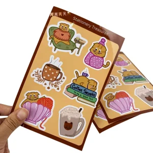 Cute PVC Self adhesive Waterproof Stickers Custom Shape Colorful Printing Custom Kiss Cut Sticker Sheet Maker