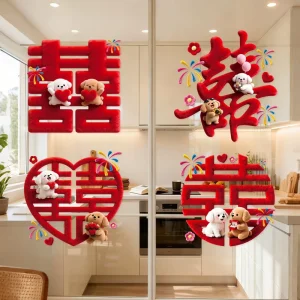 Cute Pet Pattern Wedding Static Window Cling Pack PVC Removable Glass Sticker for Wedding Decor and Home Decor