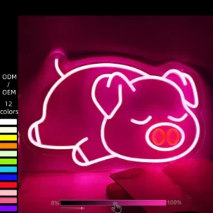 Cute Sleeping Pig Led IP67 Silicone Kids’ Room Customized Design Custom Logo Light Dimmable Wall Home Indoor