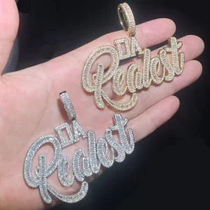 DA REALEST Iced Out Letter Pendant CZ Hip Hop Rapper Jewelry Manufacturer