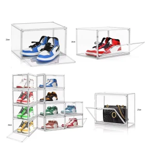DAYOOH Acrylic Clear Shoe Storage Box Stackable Handbag Display Case Sneaker Shoes Box Shoe Rack with Lid