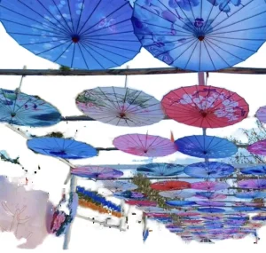 DECORa Traditional Bamboo Advertising Parasol Business Gift Manual Umbrella with Straight Design All in 1