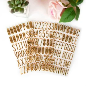 DIY 3D Self Adhesive Decorative Gold Letter PVC Glitter Alphabet Letter Number Stickers Bubble Sticker
