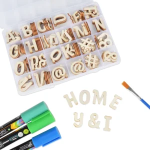 DIY Art Crafts Carved Decorative Cutting Wood Letters Numbers Ornaments for Doing It Yourself