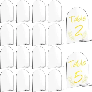 DIY Clear Arch Acrylic Table Sign with Base Blank Acrylic Sheet Wedding Table Numbers Stand Holder Arched Signs