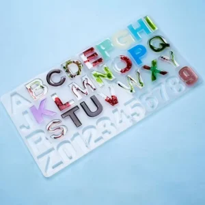DIY Crystal Clear Food Grade Silicone Epoxy Resin Letters Pendant Jewelry Mold with Profiles for UV Resin