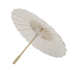 DIY Drawing 40cm 60cm 80cm Oilpaper Parasol White Paper Umbrella With Wooden Handle