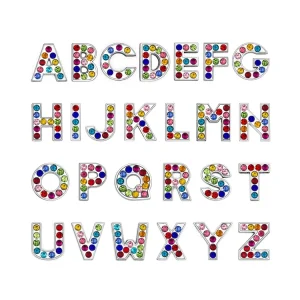 DIY Jewelry Garment A Z Slide Letters Beads Fashion Bling Full Rhinestone Slide Initial Letter Charms Fit 8mm Wristband Belt