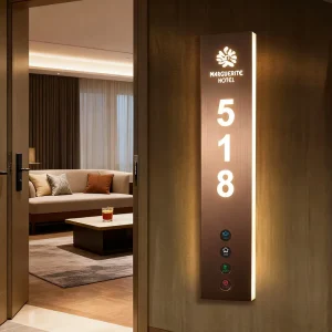 DSYMBOL Easy Installation Hotel Room Numbers with Light Smart Hotel Door Sign Plate Apartment Numbers Bell