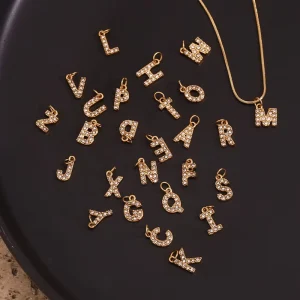 Dainty Crystal Rhinestone Initials Pendant Charm Letter Charms for Jewelry Making Fine Jewelry Pendants Charms