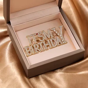 Decorative Alloy Pins Elegant English Letter Design Anti-Slip Corsage Unisex Gift for Party Crystal Rhinestone Clothing