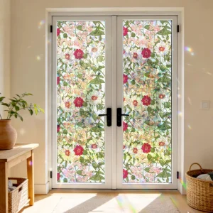 Decorative Glass Film Static Cling Window Tint UV Protection Stained Glass Style for Bathroom Privacy
