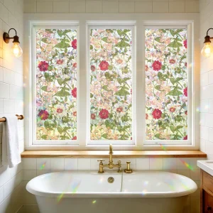 Decorative Window Film Static Cling Stained Glass Effect UV Protection Removable for Home Privacy