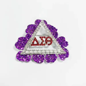 Delta Sorority African Violet Triangle Diamonds & Pearls Lapel Brooch
