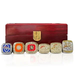 Denver Mustang 6 Piece Championship Ring Set Custom Men’s Alloy Gold Silver Plated Jewelry Gift