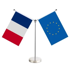 Desk Decor Flags Stainless Steel Plastic Poles Polyester Material Windproof UV Resistant Holds Two Flags for