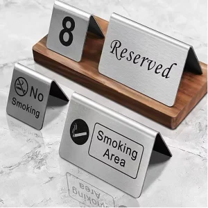 Desk Top Stainless Steel Table Number Sign Custom Stand Table Number Sign for Restaurant Bar