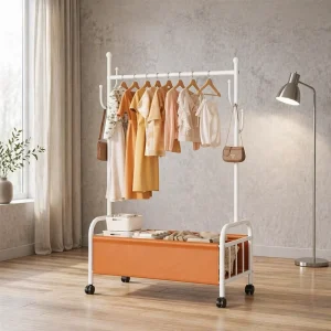 Detachable Home Storage Large Capacity Double Tier Rust Proof Coat Rack for Bedroom Carbon Steel Clothes Rack Storage Shelves