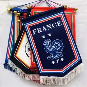 Digital Printing Mini Soccer Pennant Banner Double Layer Hanging Flag for Sports Club Football Team Promotional Gift