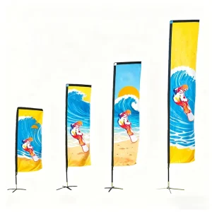 Direct Factory Sale Custom Logo Sporty Style Portable Adjustable Outdoor Beach Aluminium Square Flags Banners for Advertising