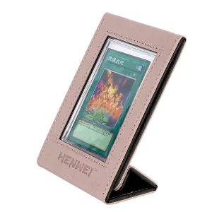Display Table Signs Stand Leather Sign with Business Card PAS Graded Card Collectible Slab PU Display Case
