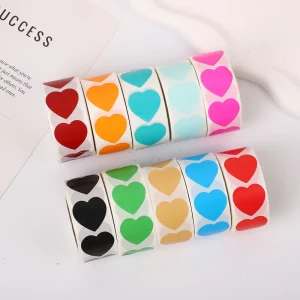 Diy Cutting Custom Solid Color Heart Shape Stickers Self Adhesive Heart Shape for Crafts Photo Frames Gifting
