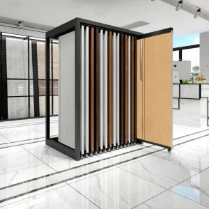 Door Sample Frame Sliding Display Stand Pull Out Bare Edge Wooden Door Metal Display Stand Rack for Door Showroom