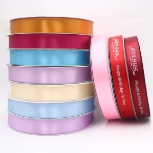 Double Faed Satin Ribbon Silk Satin Ribbon Handmade With Custom Printed logo for Gift Box Packing