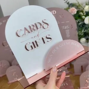 Double Half Arched Mirror Wedding Menu Table Number Combined Sign Custom Wedding Decoration Acrylic Table Display Stand