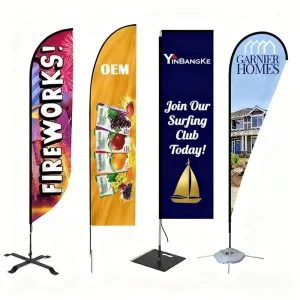 Double Sided Custom Flag Banner Fade Resistant High Quality Non Woven Material Fiberglass Flagpole Water filled Promotional Flag